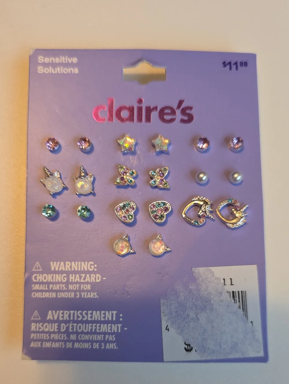 Claire's Fuzzy Makeup Bag And Girl's Stud Earrings And Pendants
